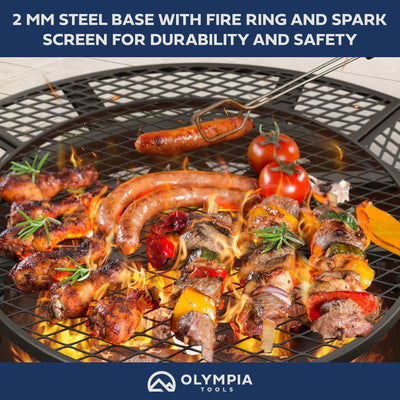OLYMPIA OUTDOORS 47In Steel Fire Pit w Grill for Outdoor Wood Burning (Open Box)
