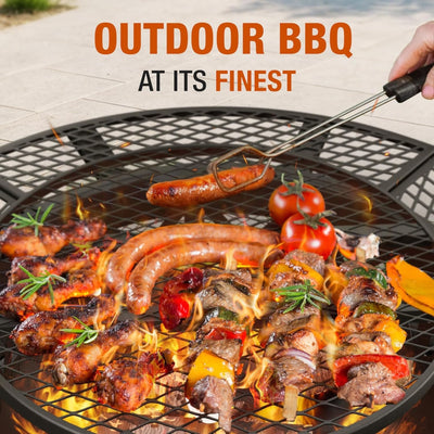 OLYMPIA OUTDOORS 47In Steel Fire Pit w Grill for Outdoor Wood Burning (Open Box)