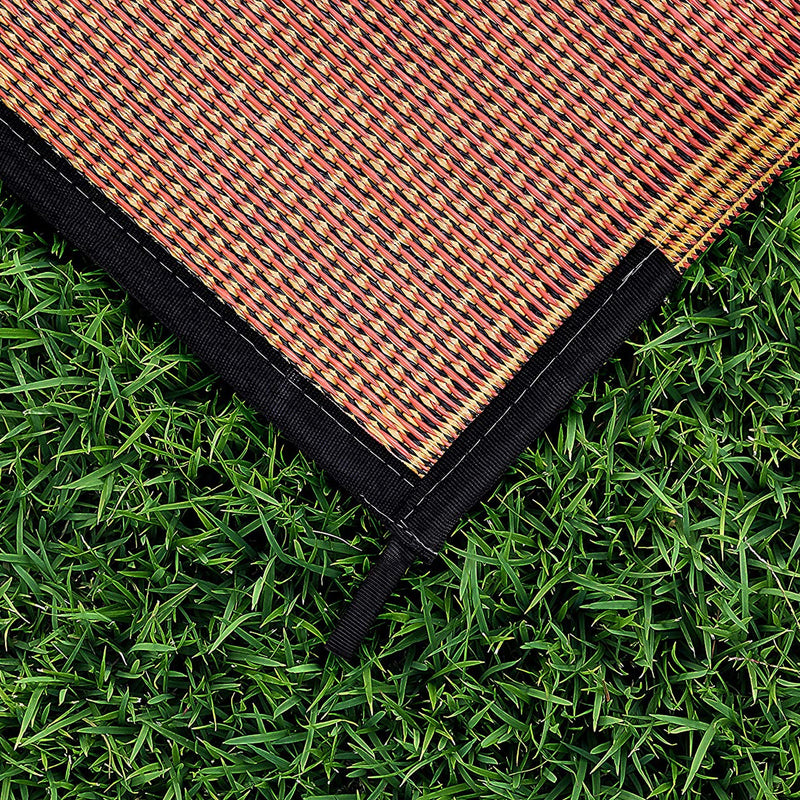 Camco 9x12ft Reversible Brown Tan Leaf Design Portable Outdoor Patio Mat (Used)