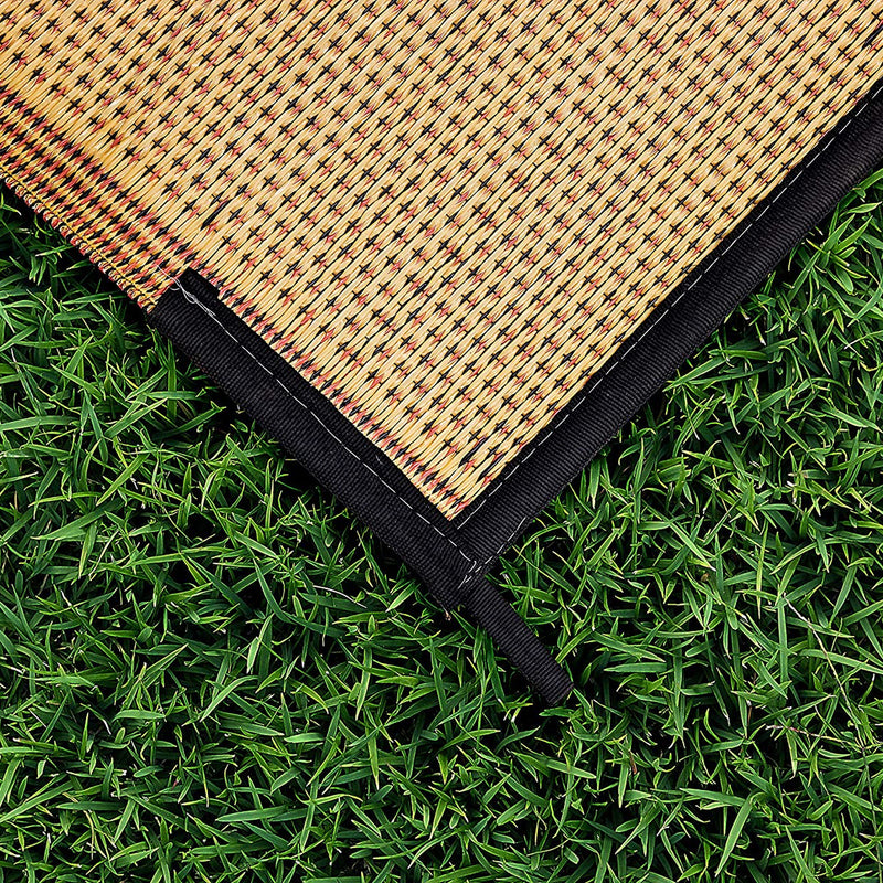 Camco 9 x 12 Foot Reversible Brown Tan Leaf Design Portable Patio Mat (Open Box)
