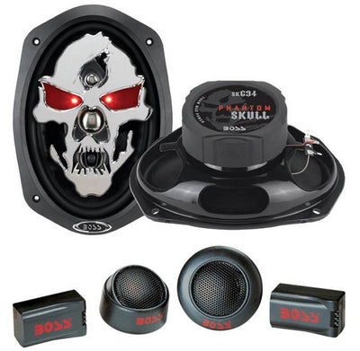 2) NEW BOSS SK694 6x9" 700W 4 Way Car Audio Speakers + 2 Boss TW15B 1" Tweeters