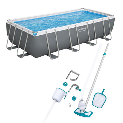Bestway Power Steel 18' x 9' x 48” Metal Frame Pool with Deluxe Maintenance Kit