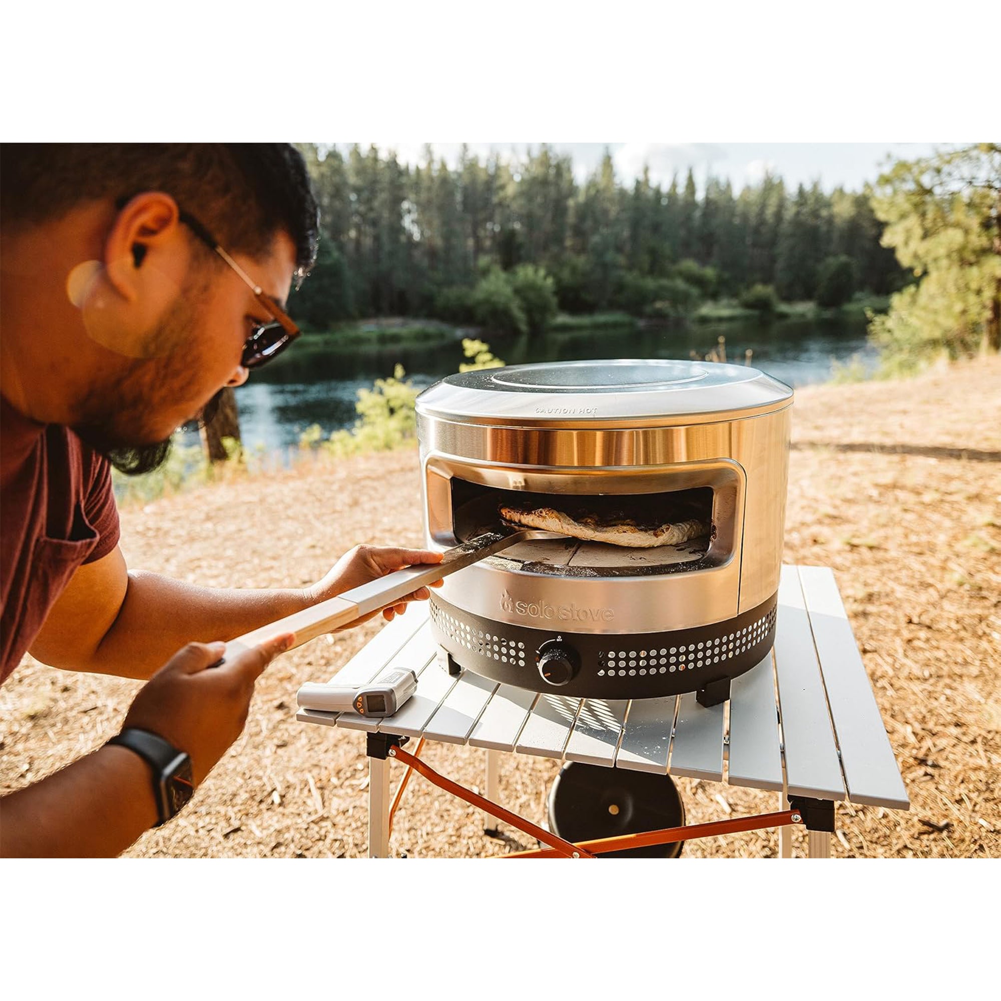 Solo Stove Pi Prime Pizza Oven Outdoor - Gas Pizza Oven Propane - Portable with Cordierite Stone Cooking Surface - Demi-Dome Design - Wide-Mouthed Opening - Stainless Steel