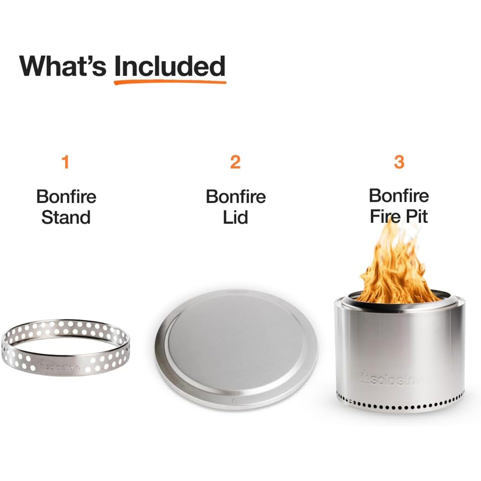 Solo Stove Bonfire Essential Bundle | Smokeless Fire Pit with Stand & Lid, Ideal for 4–6 People | Portable Wood Burning, Removable Ash Pan, Stainless Steel, 16.75" H x 19.5" Dia, 21.75lbs