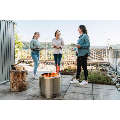 Solo Stove Bonfire Essential Bundle | Smokeless Fire Pit with Stand & Lid, Ideal for 4–6 People | Portable Wood Burning, Removable Ash Pan, Stainless Steel, 16.75" H x 19.5" Dia, 21.75lbs