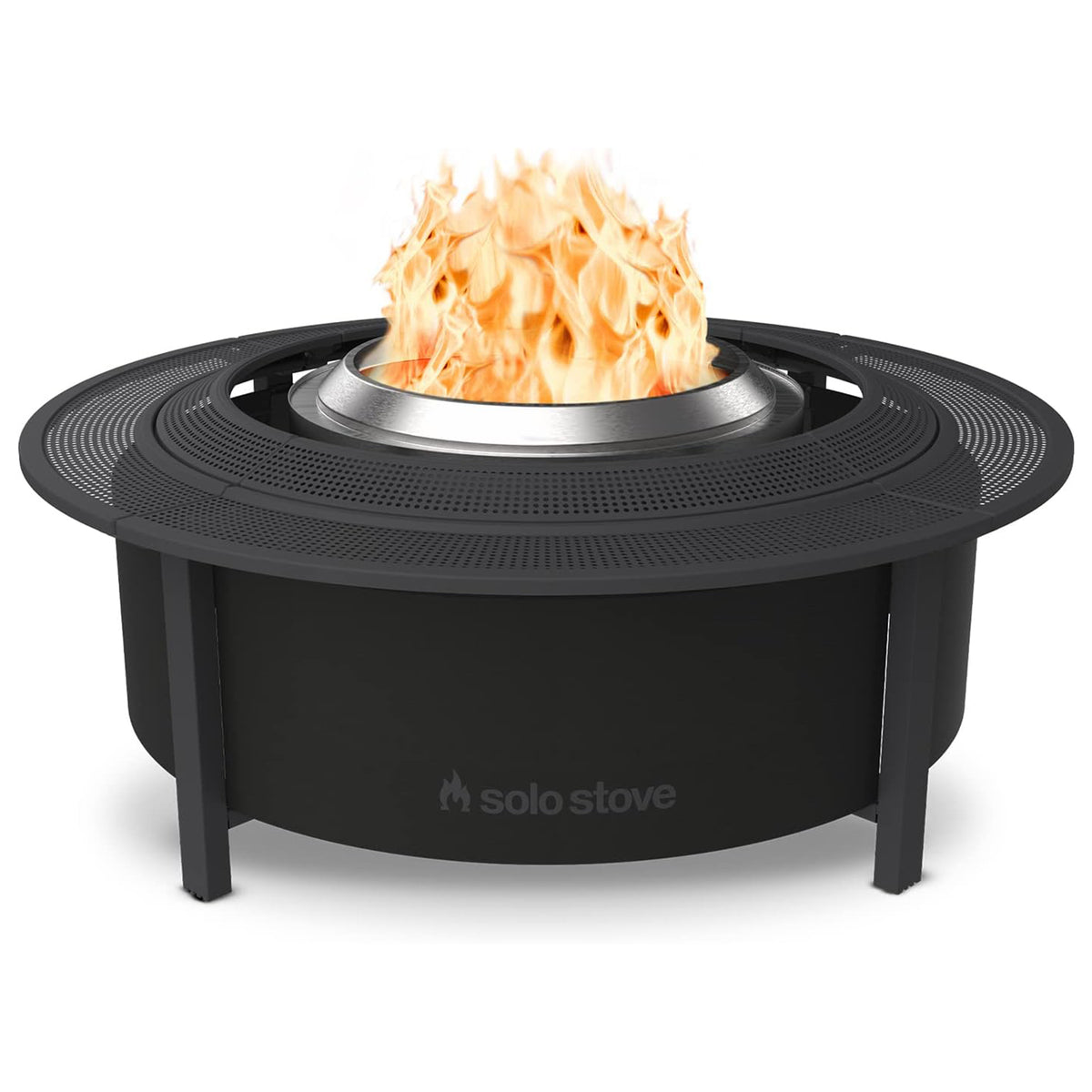 Solo Stove 52.6 Inch Fire Pit Surround Tabletop - Portable Protective Barrier for Wood Burning Fire Pits for Safety & Extra Space - Powder-Coated Steel and UV-Resistant Outdoor Fabric, Black