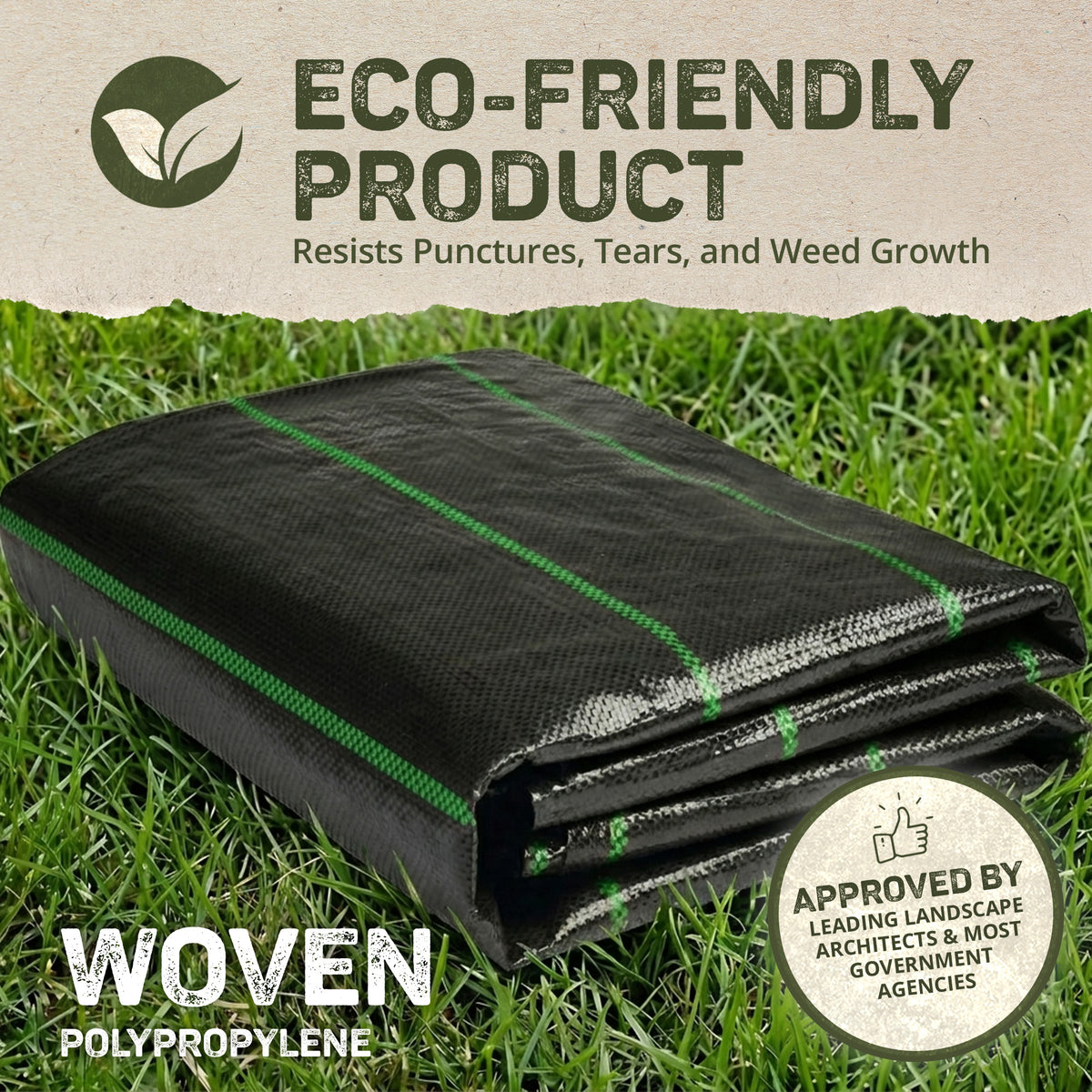 DeWitt 5 Pack Earthmat Woven 3' x 50' Ground Cover, Weed Control Garden Mat
