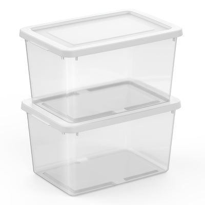 Sterilite 20 Qt Storage Boxes, Clear Plastic Containers w/ Lid, Set of 12, White