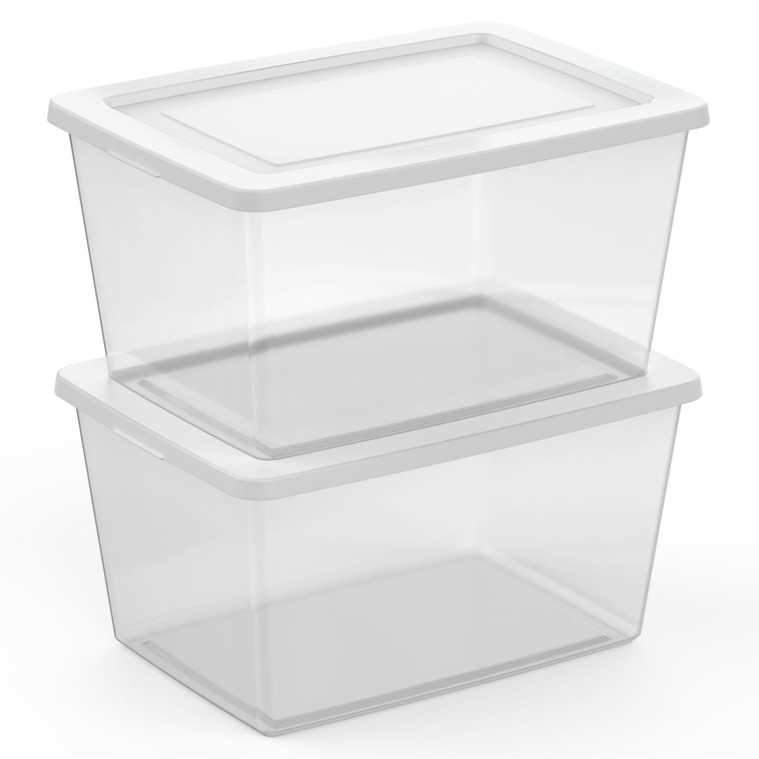 Sterilite 58Qt Storage Boxes, Clear Plastic Containers with Lid, Set of 6, White