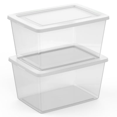 Sterilite 58 Qt Storage Boxes, Clear Plastic Containers w/ Lid, Set of 12, White