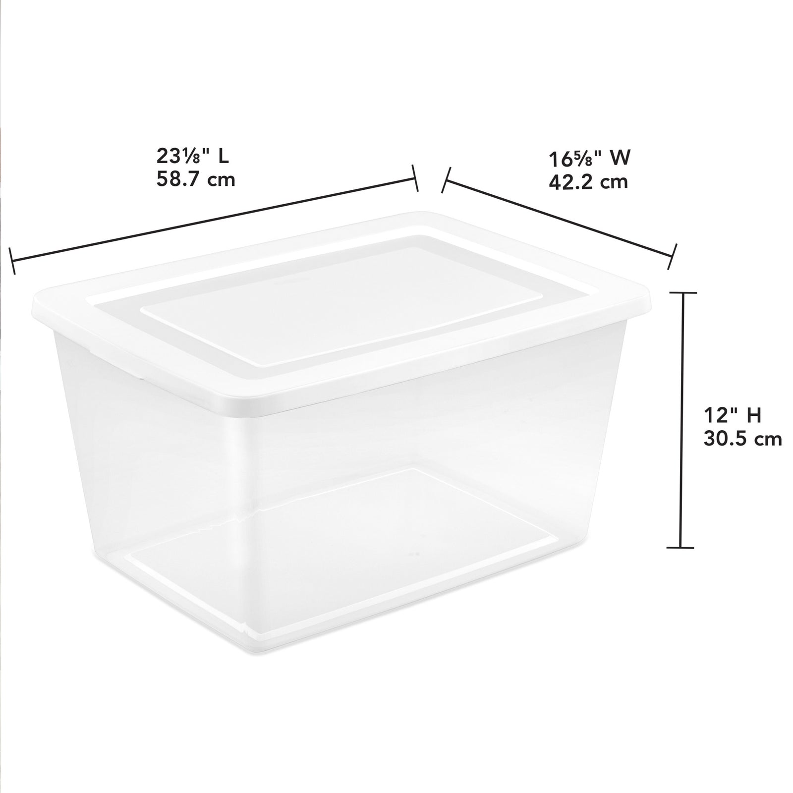 Sterilite 58 Qt Storage Boxes, Clear Plastic Containers w/ Lid, Set of 24, White - VMInnovations