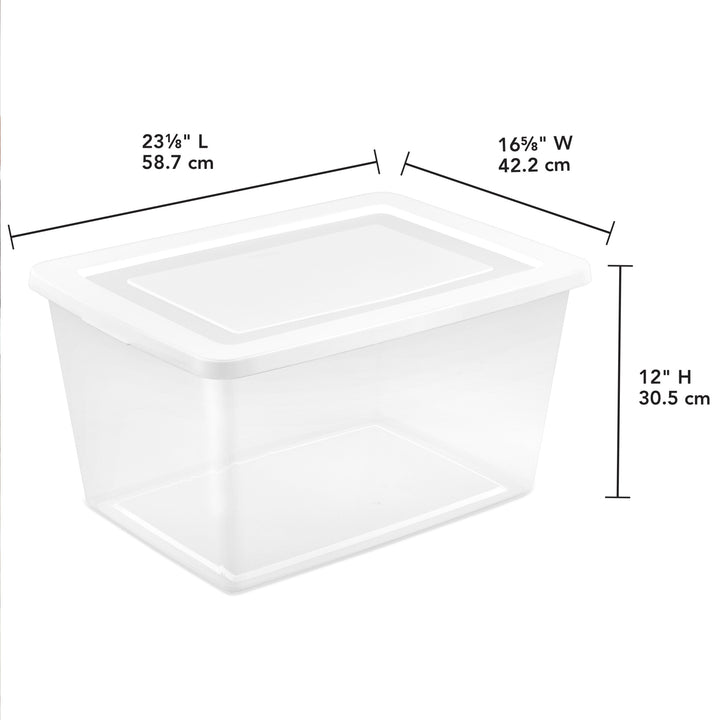 Sterilite 58Qt Storage Boxes, Clear Plastic Containers with Lid, Set of 6, White