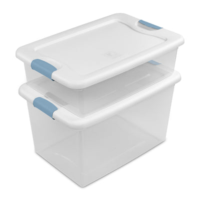 Sterilite 64 Qt Latching Box Stackable Storage Container with Lid, White, 4 Pack