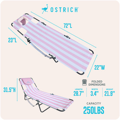 Ostrich The Original Chaise Lounge,Facedown Beach Pool Tanning Chair (Open Box)