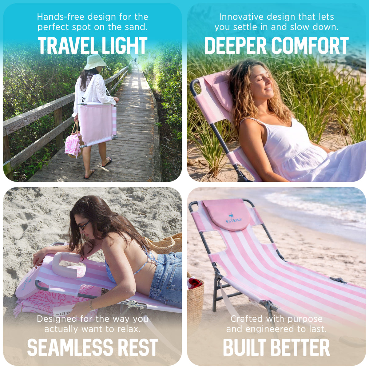Ostrich The Original Chaise Lounge,Facedown Beach Pool Tanning Chair (Open Box)