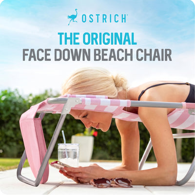 Ostrich The Deluxe 3N1 Lightweight Beach Lounge Chair w/ Footrest, (Open Box)