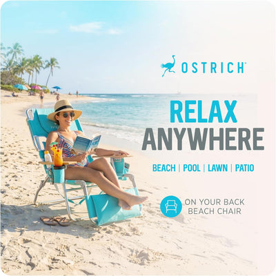 Ostrich The Deluxe 3N1 Lightweight Beach Lounge Chair w/ Footrest, (Open Box)