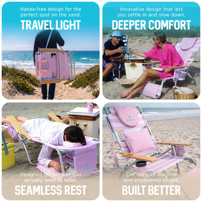 Ostrich The Deluxe 3N1 Lightweight Beach Lounge Chair w/ Footrest, (Open Box) - VMInnovations