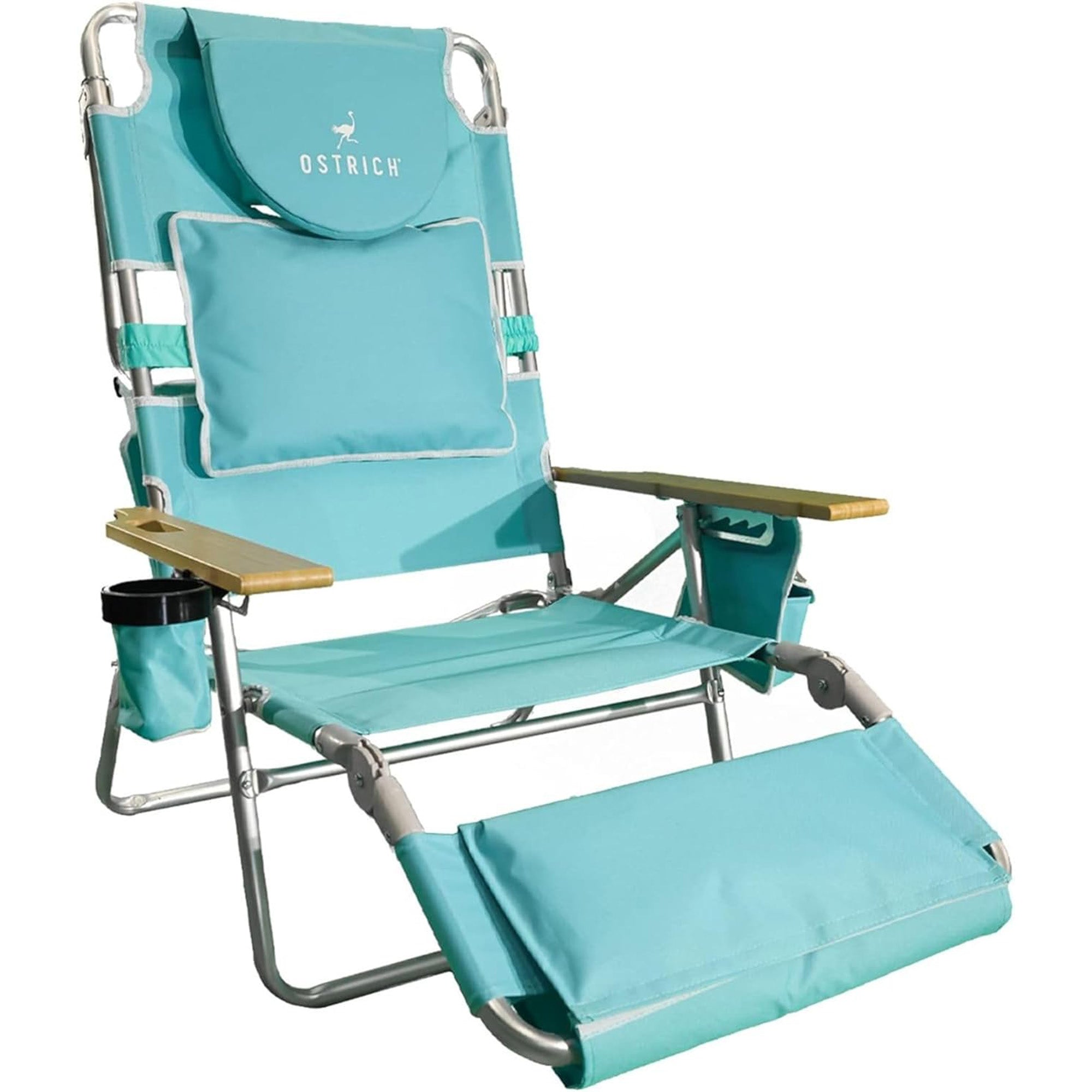 Ostrich The Deluxe 3N1 Lightweight Beach Lounge Chair w/ Footrest, (Open Box)