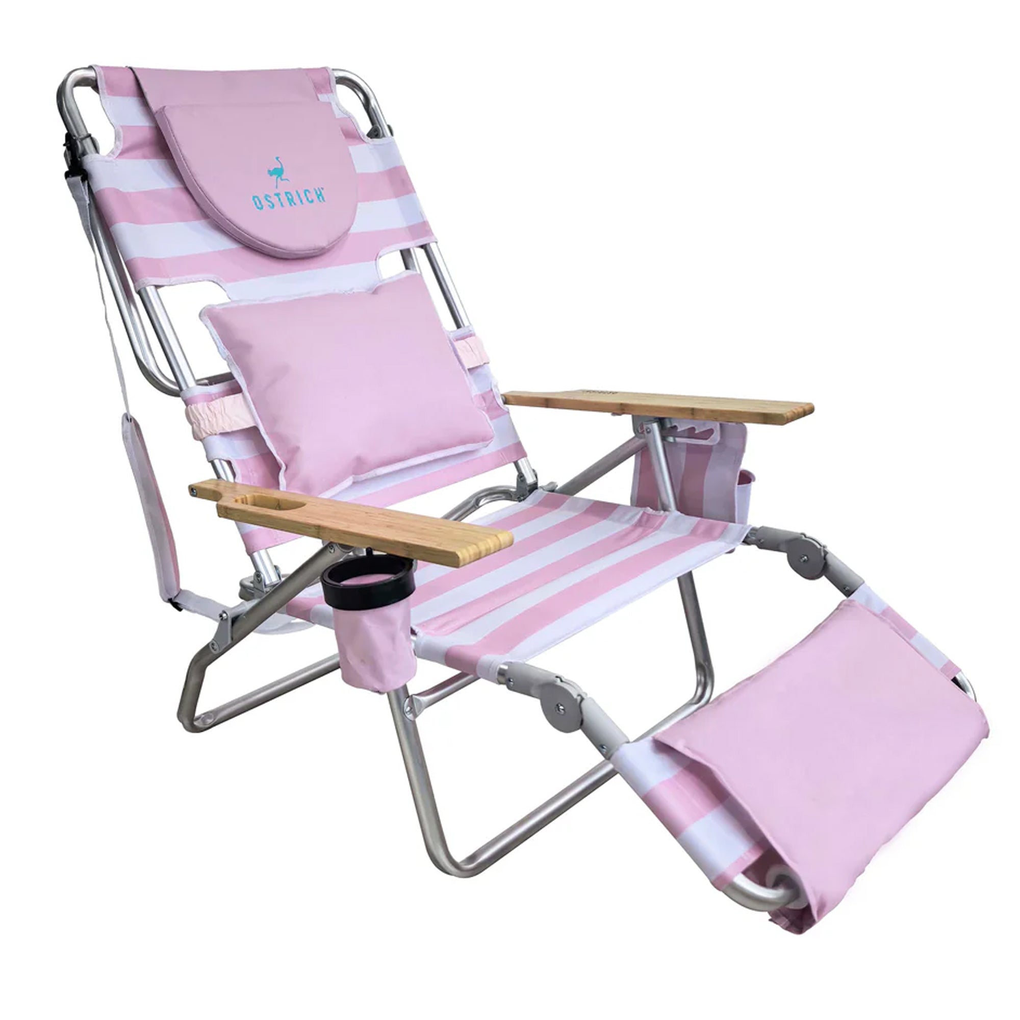 Ostrich The Deluxe 3N1 Lightweight Beach Lounge Chair w/ Footrest, (Open Box)