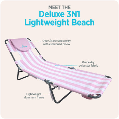 Ostrich The Backpack Chaise Lounge, Facedown Beach Camping Chair (Open Box)