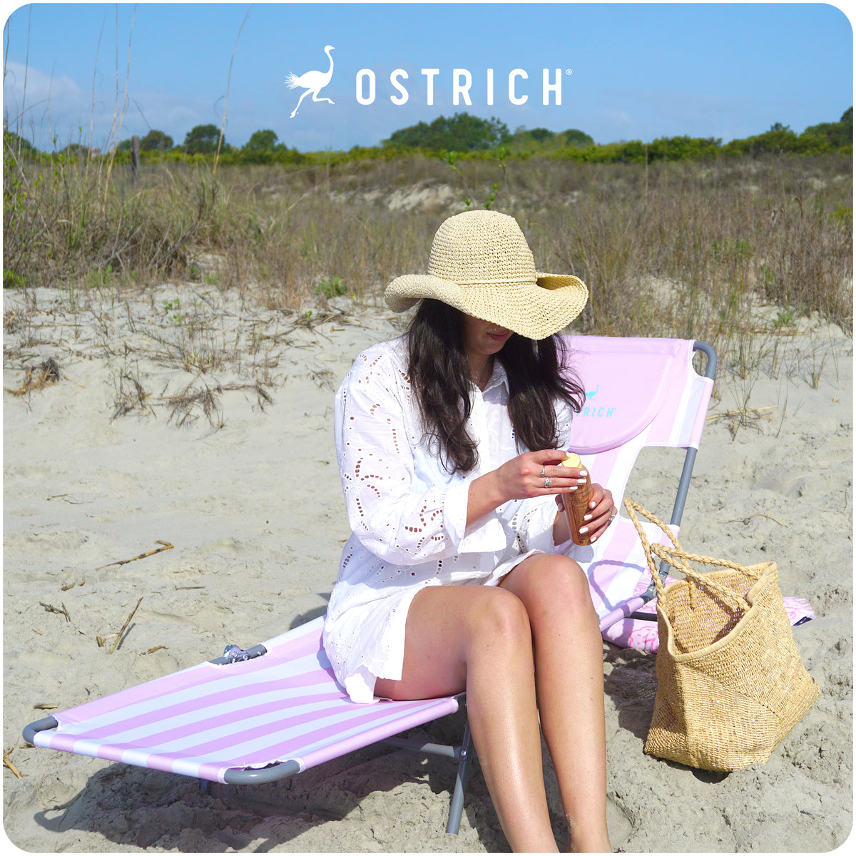 Ostrich The Backpack Chaise Lounge, Facedown Beach Camping Chair (Open Box)