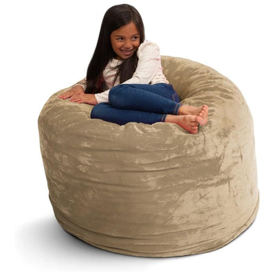 Ultimate Sack 3 ft Bean Bag Chair, Oversized Indoor Comfy Lounger, Camel Fur - VMInnovations