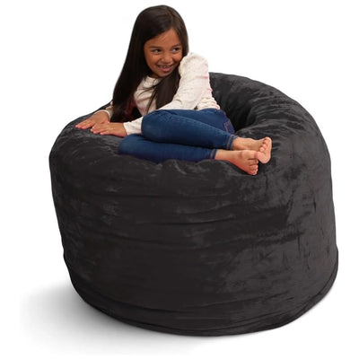 Ultimate Sack 3 ft Bean Bag Chair, Oversized Indoor Comfy Lounger, Charcoal Fur
