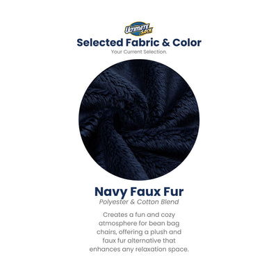 Ultimate Sack 3 ft Bean Bag Chair, Oversized Indoor Comfy Lounger, Navy Fur - VMInnovations