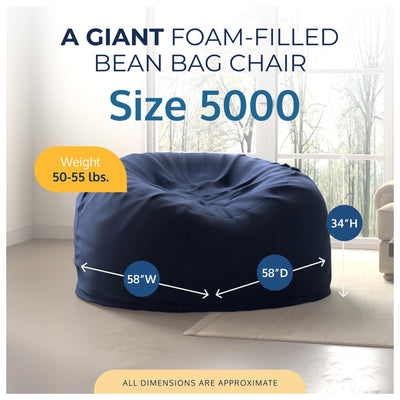 Ultimate Sack 5 Ft Foam Filled Fur Covered Bean Bag Chair w/Footstool (Open Box) - VMInnovations