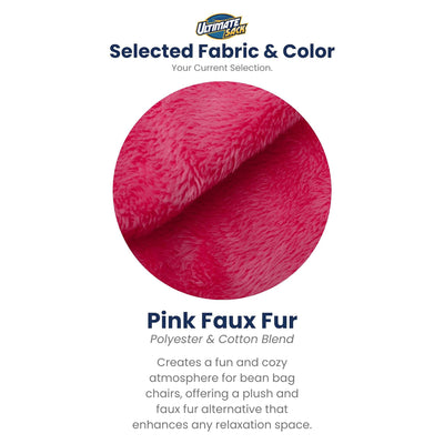 Ultimate Sack 5 Ft Foam Filled Fur Covered Bean Bag Chair with Footstool, Pink - VMInnovations