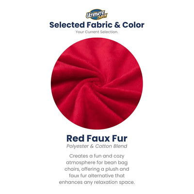 Ultimate Sack 5 Foot Foam Filled Washable Fur Covered Bean Bag Chair, Red - VMInnovations