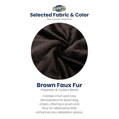 Ultimate Sack Lounger Bean Bag Chair Oversized Indoor Comfy Loveseat, Brown Fur - VMInnovations