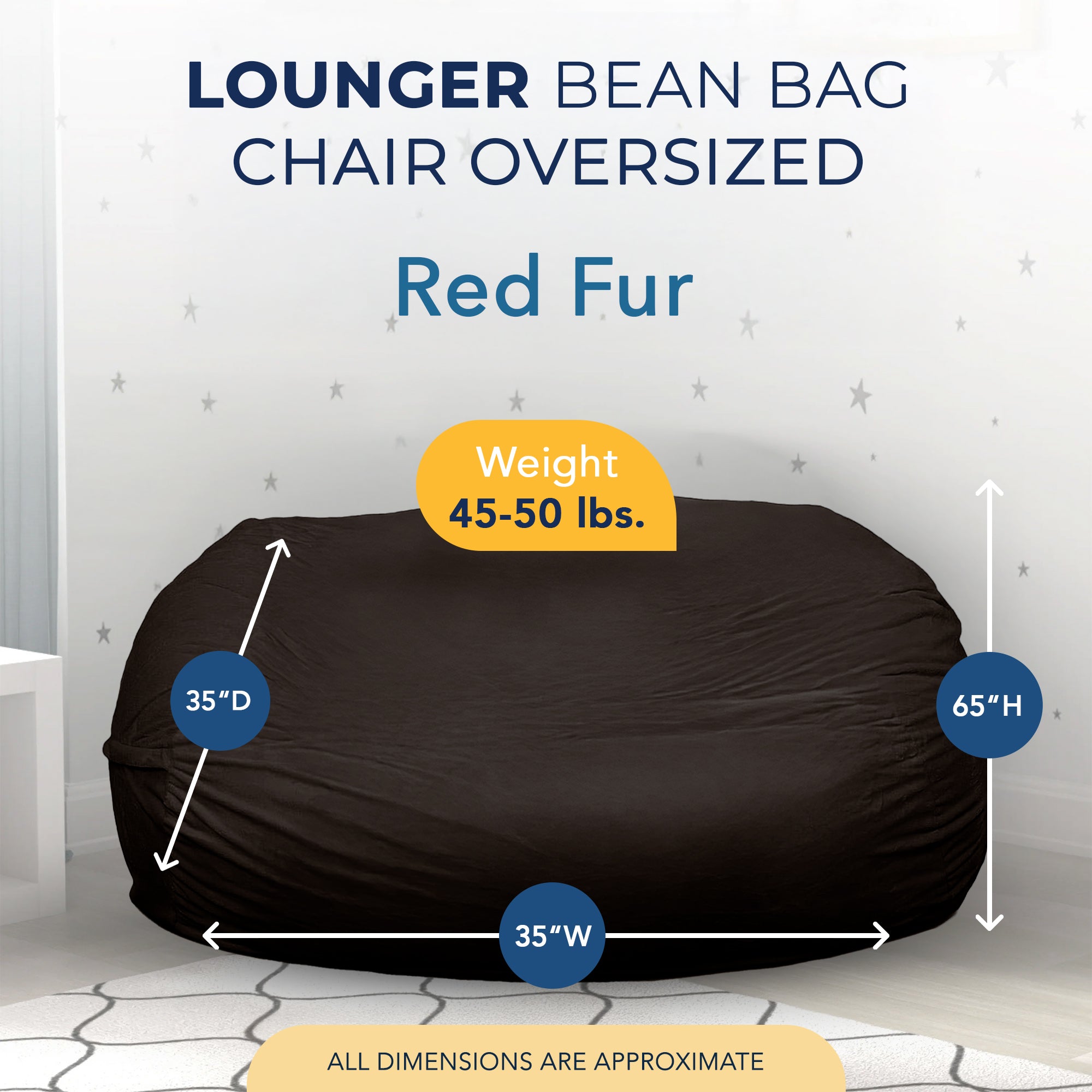 Ultimate Sack Lounger Bean Bag Chair Oversized Indoor Comfy Loveseat, Brown Fur - VMInnovations