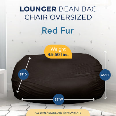 Ultimate Sack Lounger Bean Bag Chair Oversized Indoor Comfy Loveseat, Brown Fur - VMInnovations