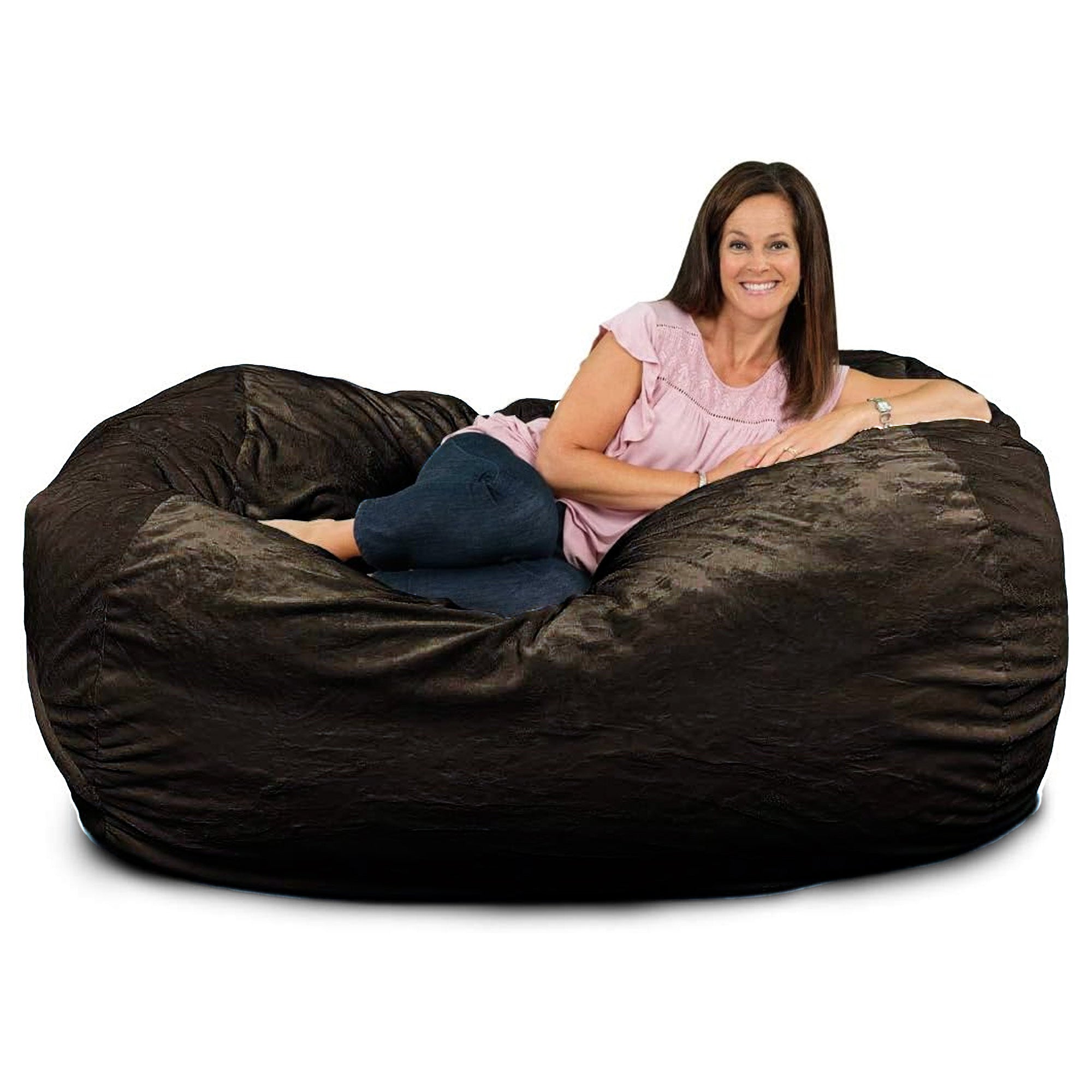 Ultimate Sack Lounger Bean Bag Chair Oversized Indoor Comfy Loveseat, Brown Fur - VMInnovations