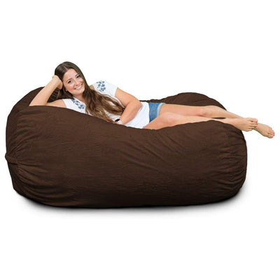 Ultimate Sack Lounger Bean Bag Chair Oversized Comfy Loveseat, Brown Suede - VMInnovations