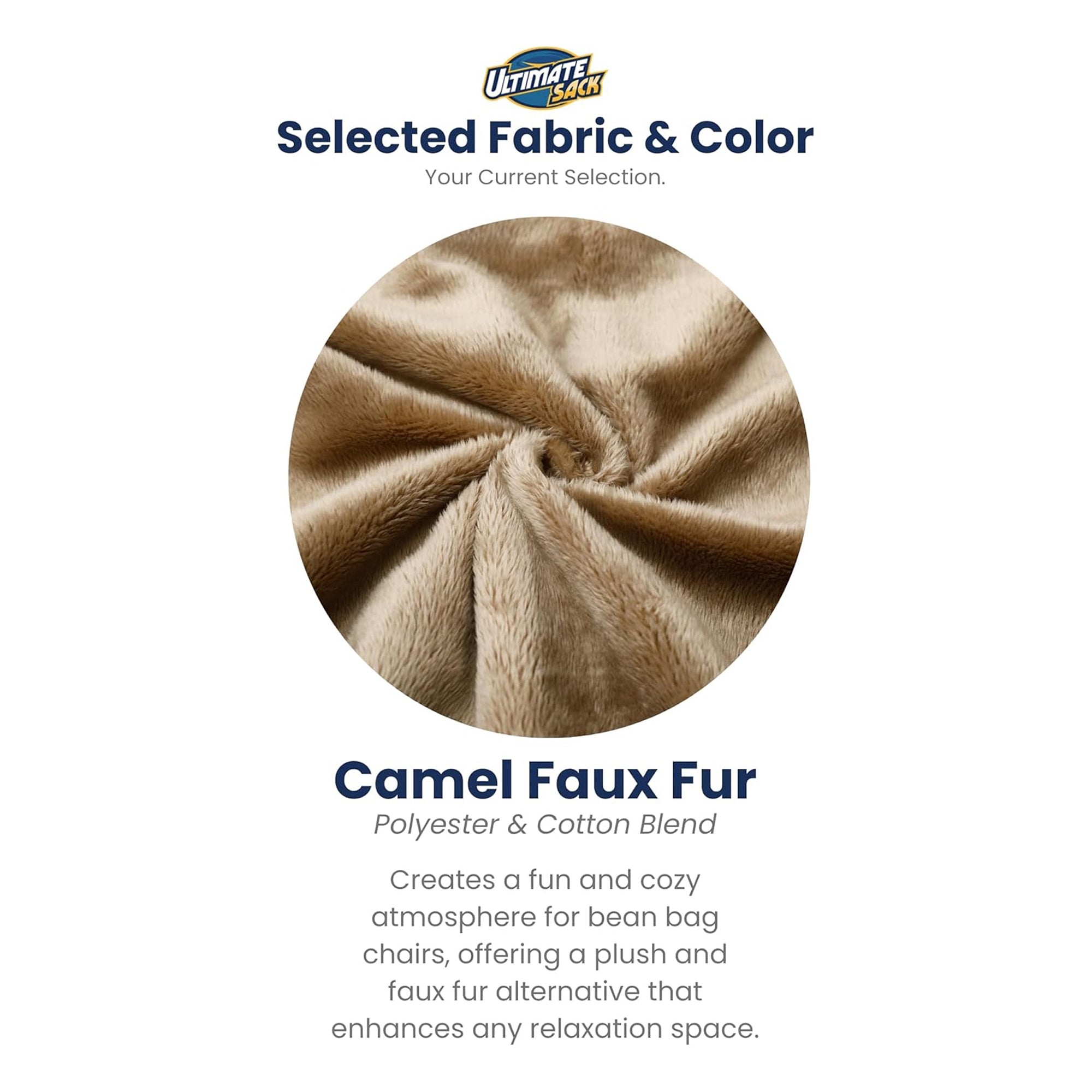 Ultimate Sack Lounger Bean Bag Chair Oversized Indoor Comfy Loveseat, Camel Fur - VMInnovations