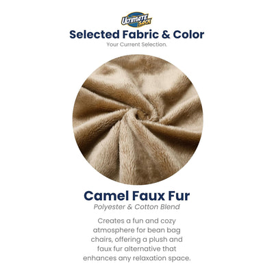 Ultimate Sack Lounger Bean Bag Chair Oversized Indoor Comfy Loveseat, Camel Fur - VMInnovations