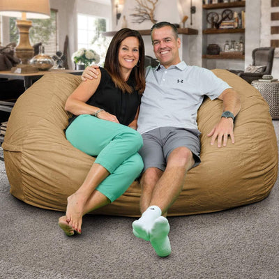 Ultimate Sack Lounger Bean Bag Chair Oversized Indoor Comfy Loveseat, Camel Fur - VMInnovations