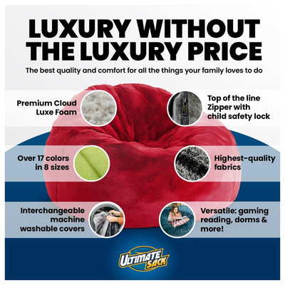 Ultimate Sack Lounger Bean Bag Chair Oversized Indoor Comfy Loveseat, Cloud Fur