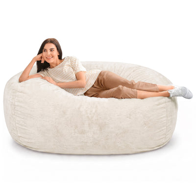 Ultimate Sack Lounger Bean Bag Chair Oversized Indoor Comfy Loveseat, Ivory Fur