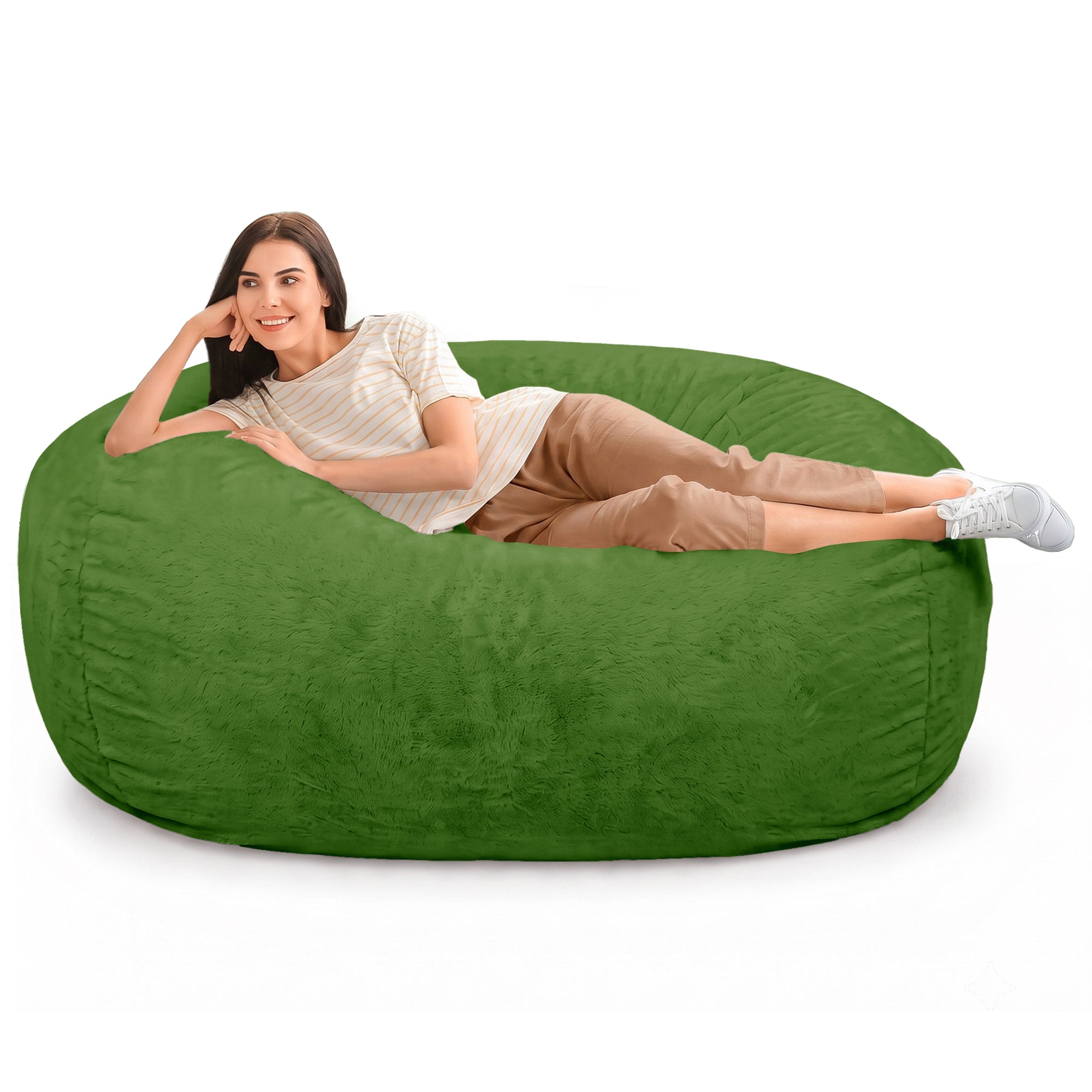 Ultimate Sack Lounger Bean Bag Chair Oversized Indoor Comfy Loveseat, Lime Fur