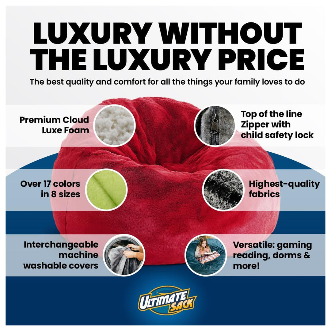 Ultimate Sack Lounger Bean Bag Chair Oversized Indoor Comfy Loveseat, Navy Fur