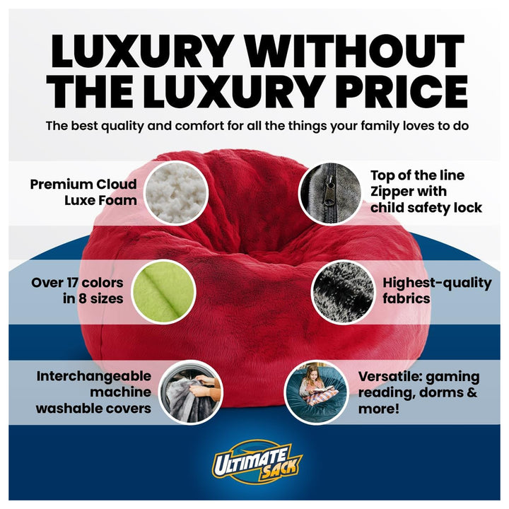 Ultimate Sack Lounger Bean Bag Chair Oversized Indoor Comfy Loveseat, Navy Fur