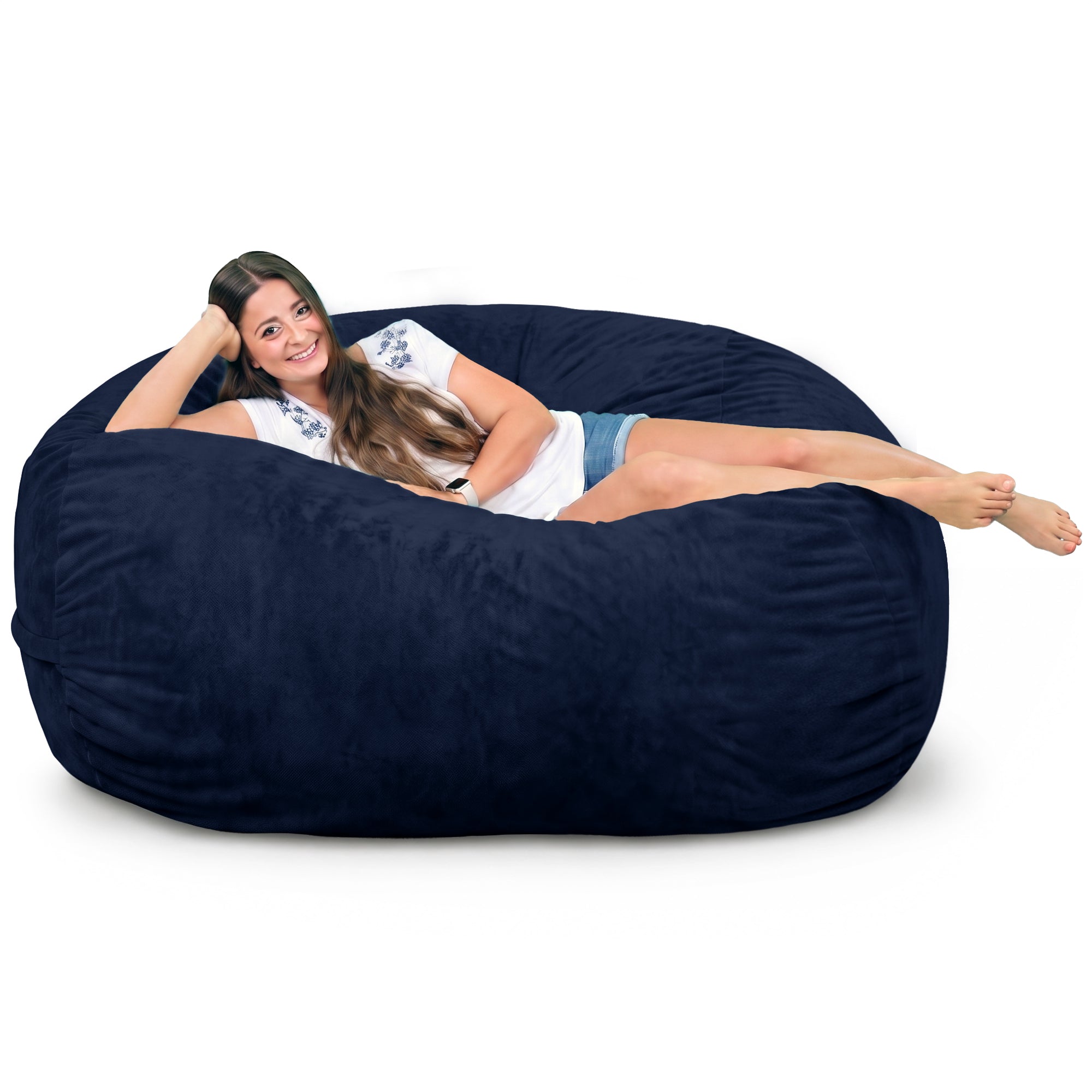 Ultimate Sack Lounger Bean Bag Chair Oversized Indoor Comfy Loveseat, Navy Suede