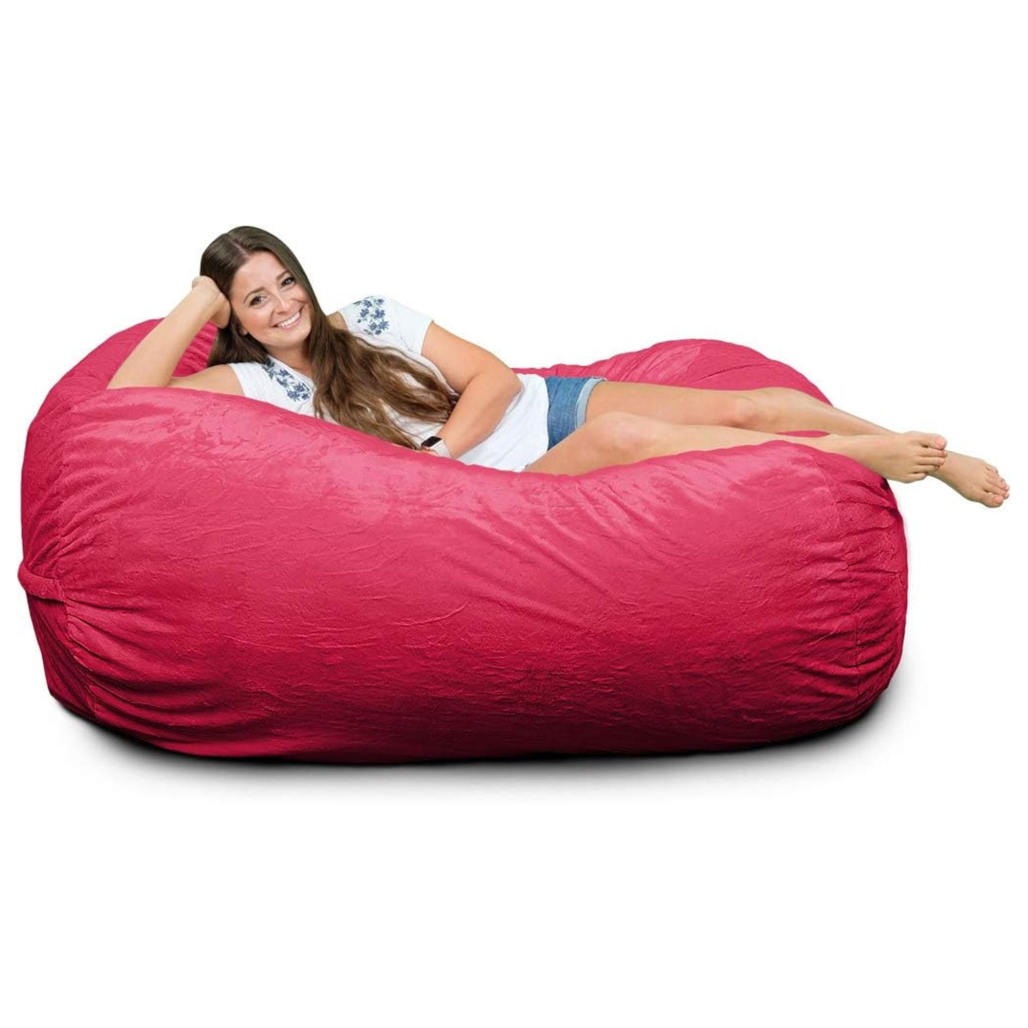 Ultimate Sack Lounger Bean Bag Chair Oversized Indoor Comfy Loveseat, Pink Fur - VMInnovations