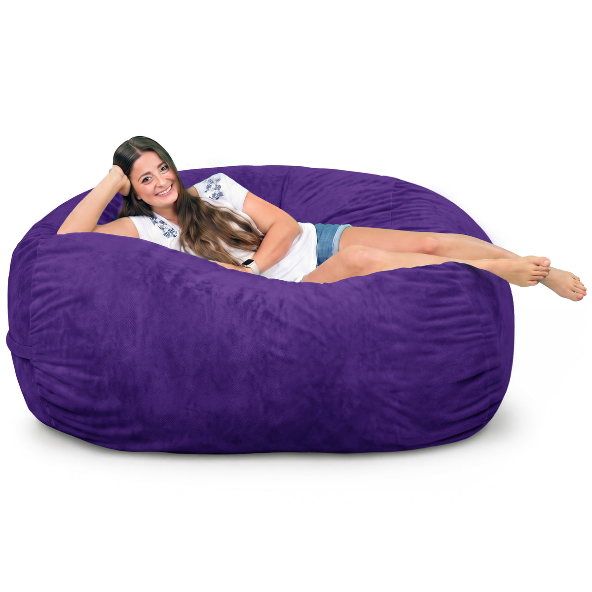 Ultimate Sack Lounger Bean Bag Chair Oversized Comfy Loveseat, Purple Suede