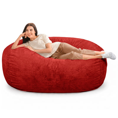 Ultimate Sack Lounger Bean Bag Chair Oversized Indoor Comfy Loveseat, Red Fur - VMInnovations
