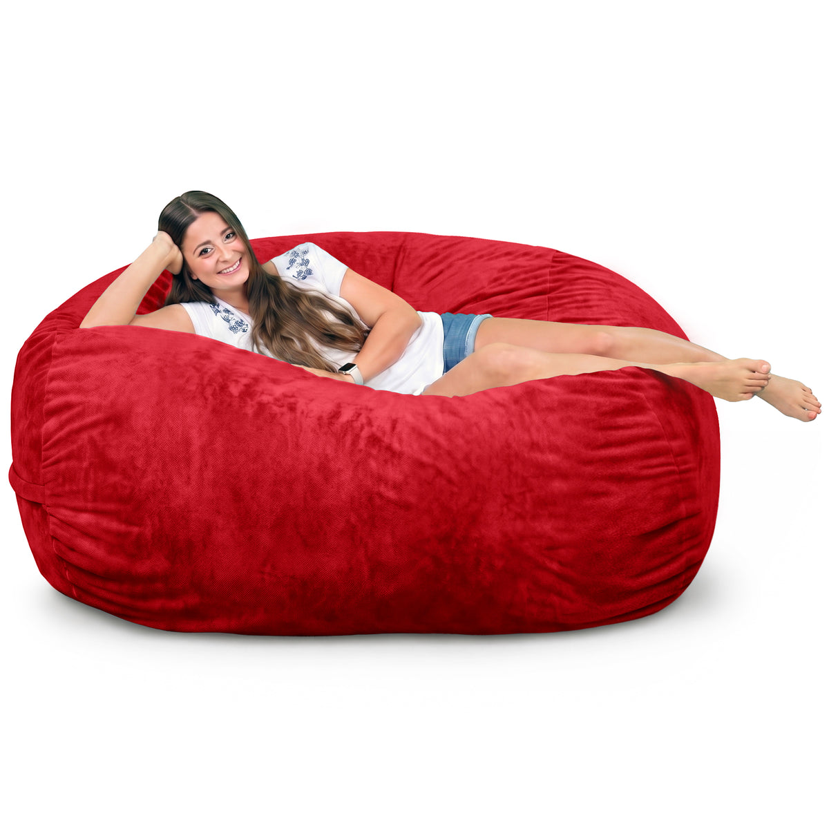 Ultimate Sack Lounger Bean Bag Chair Oversized Indoor Comfy Loveseat, Red Suede